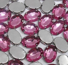 CHATON ENGRAMPADO - ROSA CHICLETE / 10MM X 14MM - 5UNIDADES