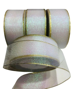 FITA ORGANZA LUREX FURTA COR PURPURINA BORDA DOURADA- METRO - comprar online