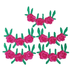 APLIQUE BORDADO GALHINHO DE FLOR BORDADA - 5 UNIDADES - loja online