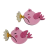 APLIQUE ACRÍLICO PASSARINHO CUTE COM FLOR - DUAS UNIDADES
