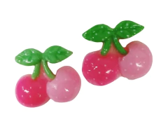 APLIQUE ACRILICO CEREJA ROSA - DUAS UNIDADES