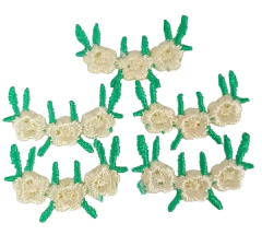 APLIQUE BORDADO GALHINHO DE FLOR BORDADA - 5 UNIDADES - loja online