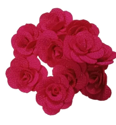 APLIQUE ROSA TECIDO 2,5 CM- 5 UNIDADES COR ÚNICA