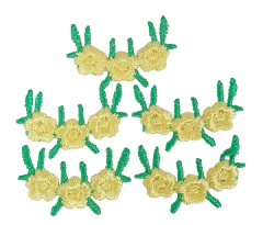 APLIQUE BORDADO GALHINHO DE FLOR BORDADA - 5 UNIDADES - Fitas da Teresa | Materiais para Laceiras - Apliques para Laços - Miçangas