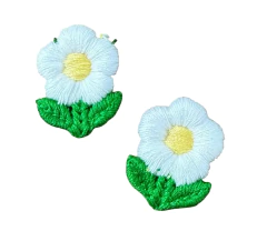 APLIQUE FLOR BORDADA COM FOLHA - 2 UNIDADS - comprar online