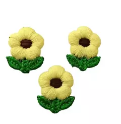 APLIQUE FLOR BORDADA COM FOLHA 2 UNIDADES - comprar online