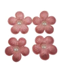 APLIQUE FLOR DE CROCHÉ CÔNCAVA COM PÉROLA - 4 UNIDADES ROSE - comprar online