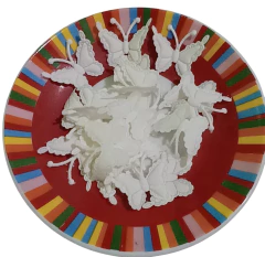 APLIQUE PRENSADO BORBOLETA - 20 UNIDADES - Fitas da Teresa | Materiais para Laceiras - Apliques para Laços - Miçangas