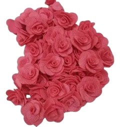 APLIQUE ROSA TECIDO 2,5 CM- 5 UNIDADES COR ÚNICA - Fitas da Teresa | Materiais para Laceiras - Apliques para Laços - Miçangas