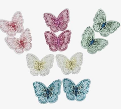 APLIQUE BORDADO BORBOLETA COM MIOLO 3,5 CM /2 UNIDADES - comprar online