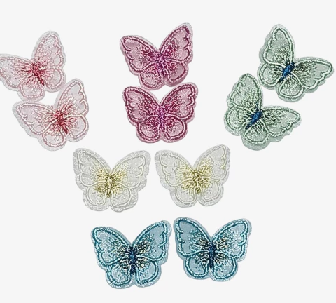 APLIQUE BORDADO BORBOLETA COM MIOLO 3,5 CM /2 UNIDADES - comprar online