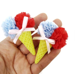 APLIQUE SORVETE POMPOM DUPLO - Fitas da Teresa | Materiais para Laceiras - Apliques para Laços - Miçangas