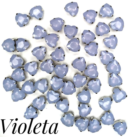 APLIQUE CORAÇÃO ENGRAMPADO ACRILICO -VIOLETA / 5 UNIDADES - 10MM