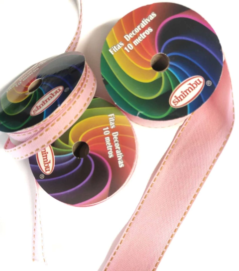 FITA SINIMBU JEANS ROSA PESPONTADO