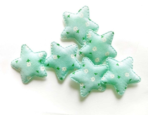 APLIQUE ESTRELA VERDE AGUA FLORES - KIT DUAS UNIDADES