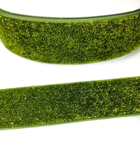 FITA ESPONJA GLITER VERDE FOLHA - 38MM