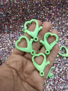 FECHO LAGOSTA VERDE ÁGUA CORAÇÃO- 2,5CM/ KIT COM 5 PARES