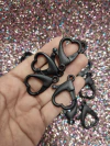 FECHO LAGOSTA PRETO CORAÇÃO- 2,5CM/ KIT COM 5 PARES