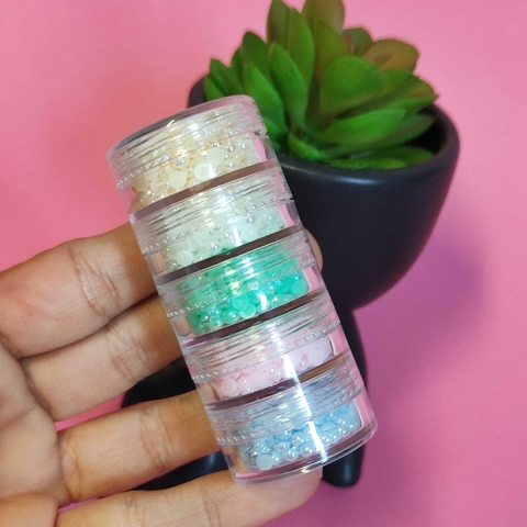 KIT MEIA PÉROLA IRISADA CANDY - 3MM / 5 CORES