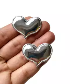 APLIQUE CORAÇÃO METALIZADO PRATA 3,5 X 4 CM - 2 UNIDADES - comprar online