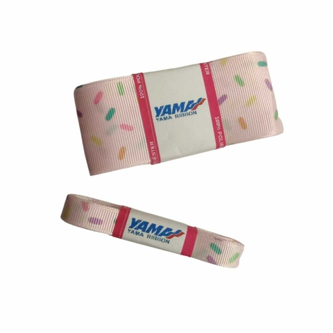 KIT FITA GORGURÃO YAMA ROSA GRANULADO ( 38 MM E 10 MM ) - 2 METROS DE CADA TAMANHO