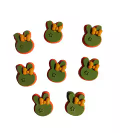 APLIQUE COELHO RESINA LARANJA E VERDE COM LAÇO E ESTRELA - 2 UNIDADES - comprar online