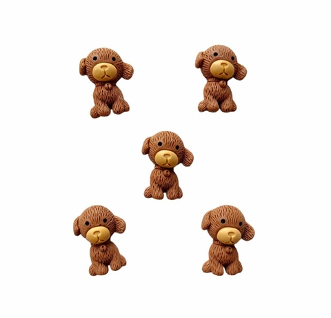 APLIQUE RESINA CACHORRINHO MARRON TEXTURA - 2 UNIDADES