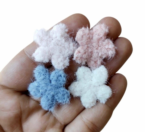 KIT DE APLIQUE FLOR PELÚCIA COM LUREX PRINCESS - 8 UNIDADES