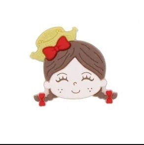 APLIQUE MENINA JUNINA CABELO CASTANHO - 2 UNIDADES