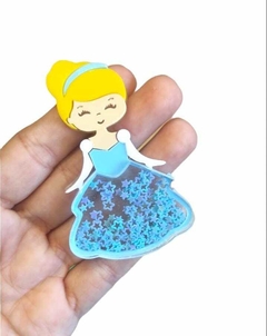 APLIQUE ACRÍLICO CURVADO PRINCESA CINDERELA 7CM - UNIDADE