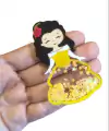 APLIQUE ACRÍLICO CURVADO PRINCESA BELA 7CM - UNIDADE