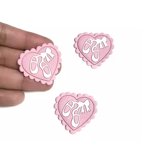 APLIQUE EMBORRACHADO CORAÇÃO BAILARINA - 2 UNIDADES