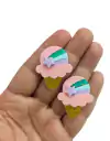 APLIQUE ACRÍLICO SORVETE COM ESTRELA ROSA BEBE - 2 UNIDADES