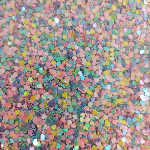 APLIQUE CONFETE CORAÇÃO MICRO COLORIDO (3MM) - 10G