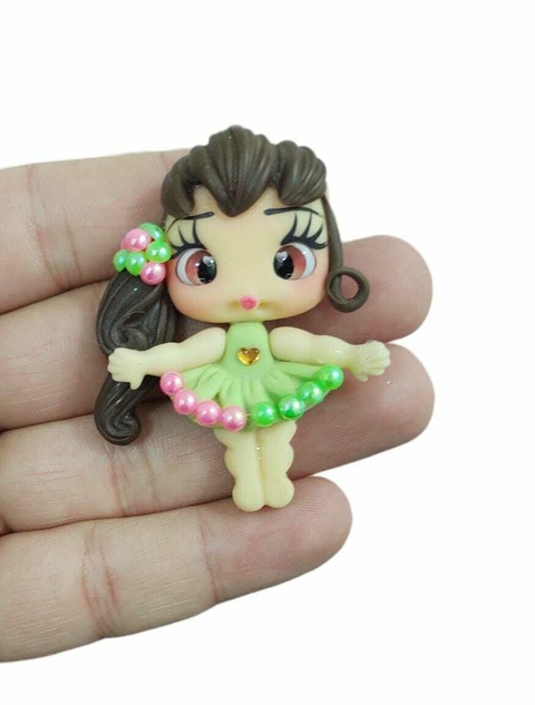 APLIQUE BISCUIT MENINA VESTIDO VERDE - UNIDADE