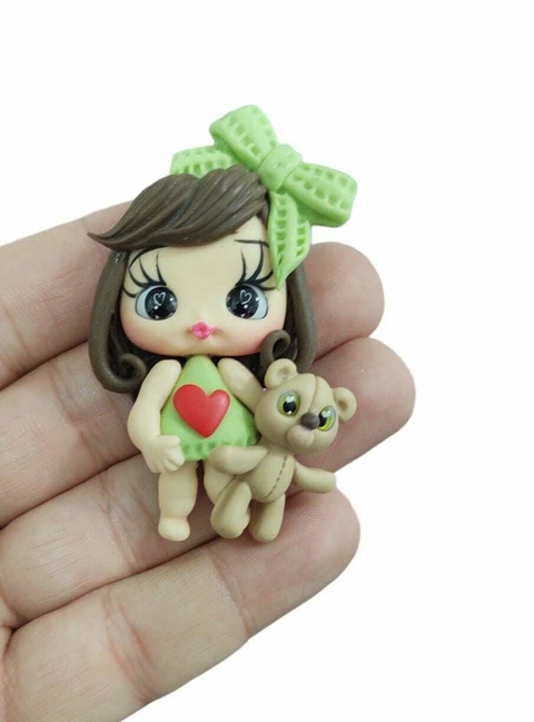 APLIQUE BISCUIT MENINA COM URSINHO - UNIDADE