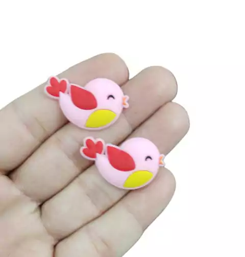 APLIQUE EMBORRACHADO PASSARINHO CUTE ROSA - 2 UNIDADES