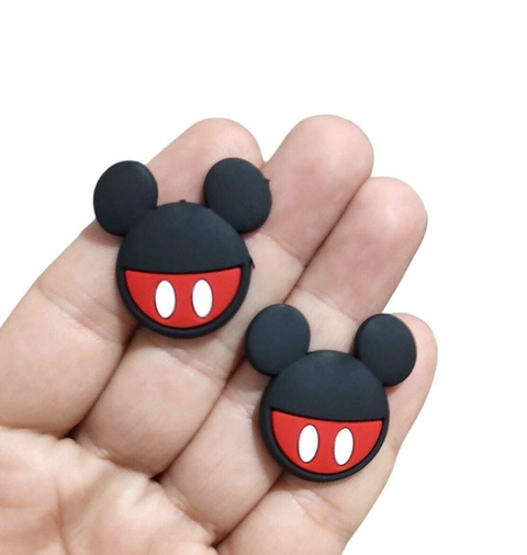 APLIQUE EMBORRACHADO MICKEY ROSTO PRETO E VERMELHO - 2 UNIDADES