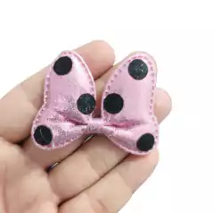 APLIQUE LAÇO MINNIE G METALIZADO ROSA COM POÁ PRETO - UNIDADE - comprar online