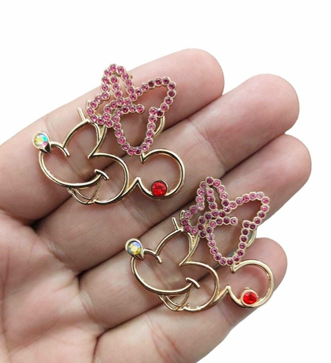APLIQUE MINNIE METAL STRASS LUXO PEDRARIA - 2 UNIDADES
