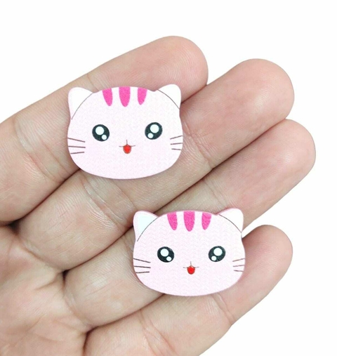 APLIQUE RESINA GATINHO ROSA TEXTURA - 2 UNIDADES
