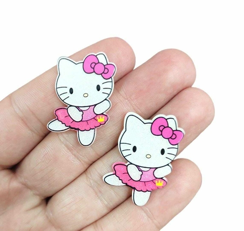 APLIQUE ACRÍLICO GLITTER HELLO KITTY BAILARINA - 2 UNIDADES