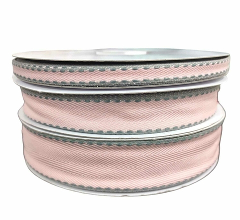 FITA PRINCESS TEXTURA ROSA BEBE COM PESPONTO CINZA N9 N5 N2 - METRO