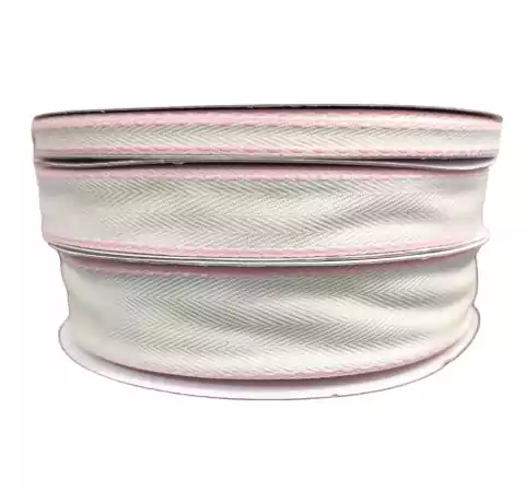 FITA IMPORTADA YAMA TWILL OFF WHITE COM PESPONTO ROSA - N9 N5 N2 - METRO