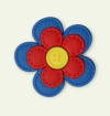 APLIQUE FLOR JUNINA COM BOTÃO PESPONTADA VERMELHA E AZUL ROYAL - 2 UNIDADES