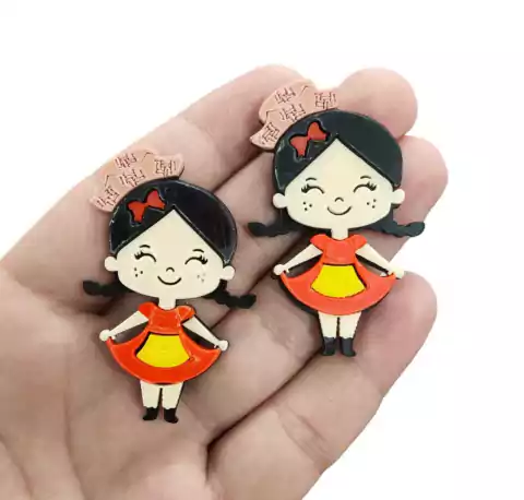 APLIQUE ACRÍLICO MENINA JUNINA CORPO COM CHAPÉU - 2 UNIDADES