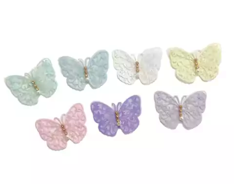 APLIQUE BORBOLETA RENDADA E COM PÉROLA - 2 UNIDADES