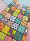 LONITA JUNINA COURO ECOLÓGICO PATCHWORK RETALHOS - PEÇA APX 25X35 CM