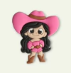 APLIQUE EMBORRACHADO MENINA BOIADEIRA ROSA - 2 UNIDADES