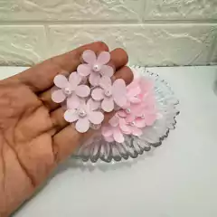 APLIQUE FLOR ROSE VOAL COM PEROLA - 4UNIDADES
